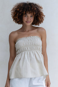 Isla Shirred Tube Top - Natural