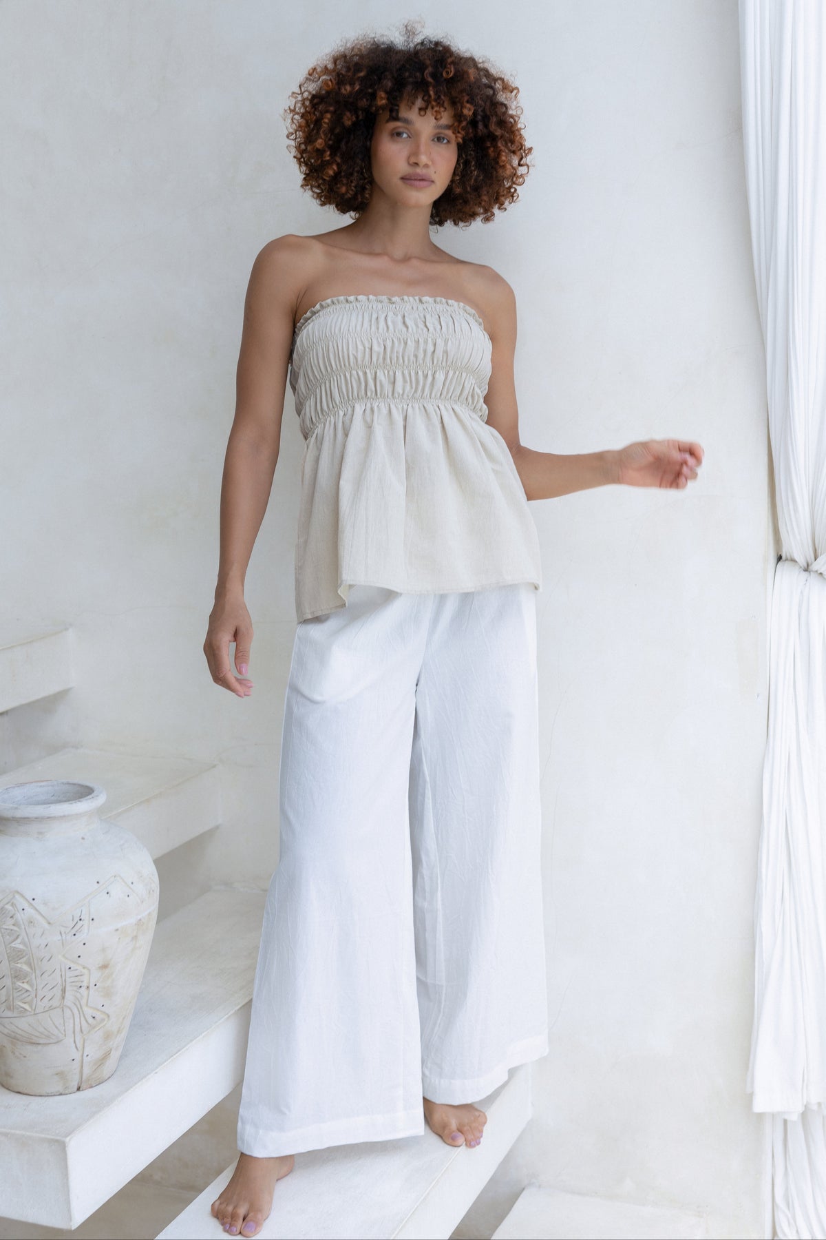 Isla Shirred Tube Top - Natural
