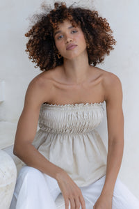 Isla Shirred Tube Top - Natural