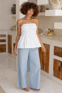 Isla Shirred Tube Top - White
