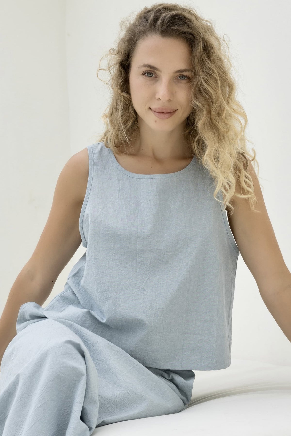 Josie Crop - Vintage Blue